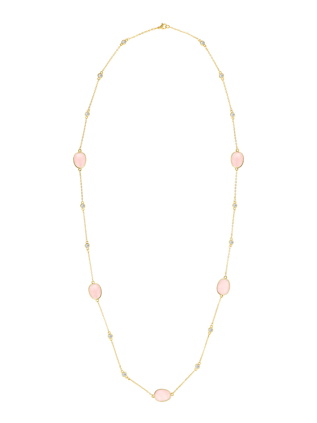 Rose Quartz with Gold Semi Precious Chain Necklace