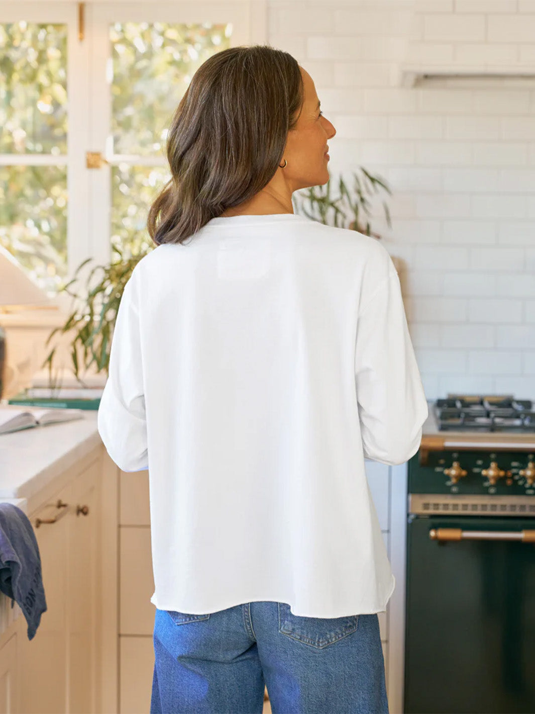 Quinn Long Sleeve Crewneck Tee in White