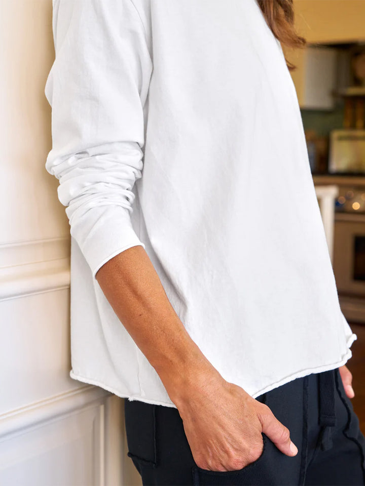 Quinn Long Sleeve Crewneck Tee in White