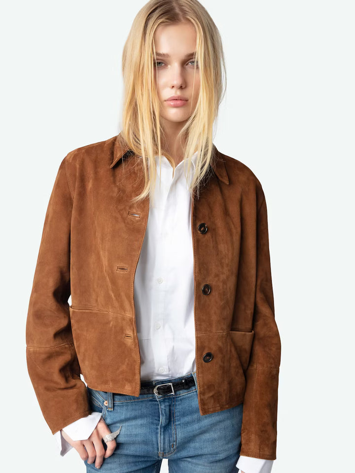 Lessa Suede Jacket in Cognac