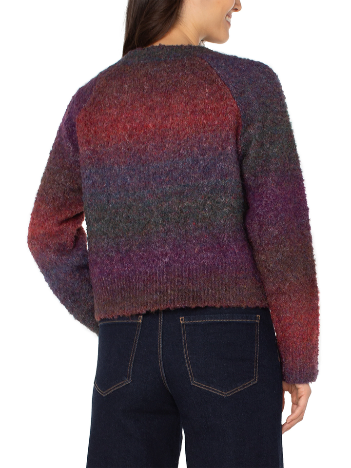 Raglan Cardigan Sweater in Berry Burgundy Ombre
