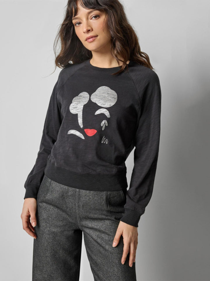 Raglan Sleeve Graphic Tee in Black