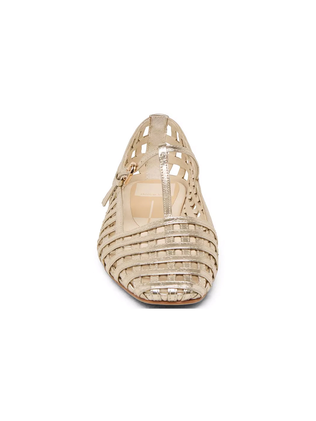 Rains Metallic T-Strap Ballet Flats in Gold Crinkle
