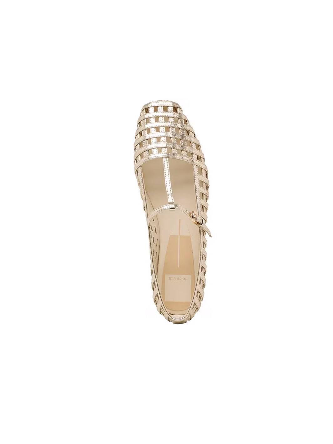 Rains Metallic T-Strap Ballet Flats in Gold Crinkle