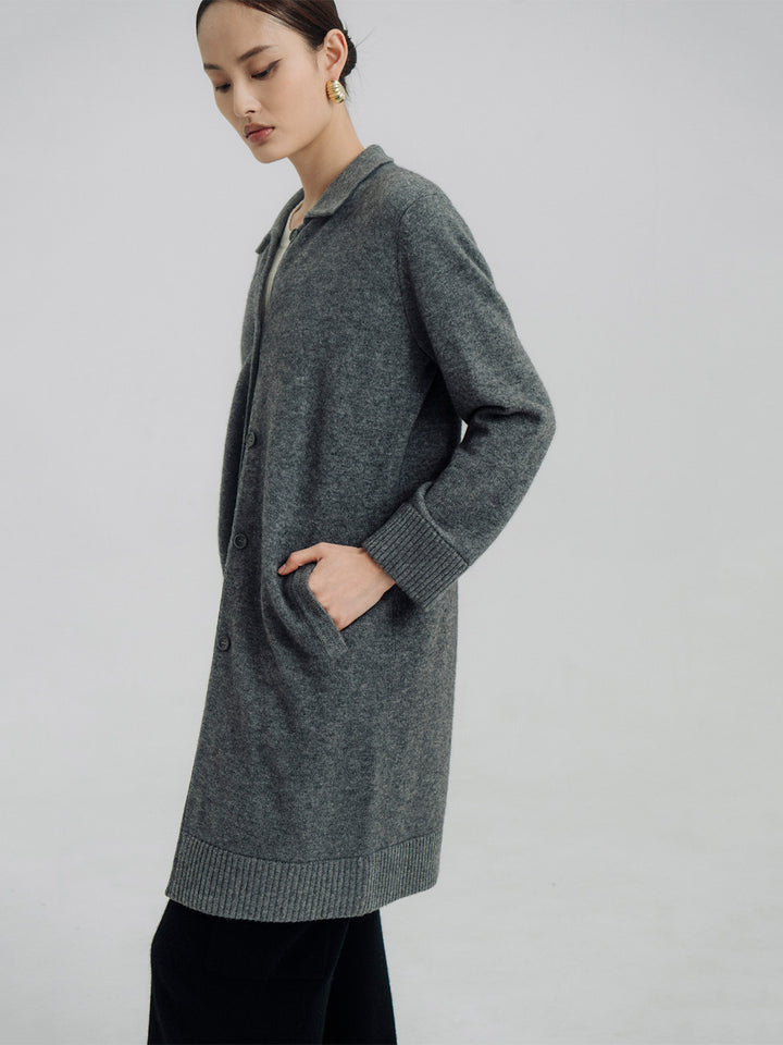 Rembrant Longer Coatigan w/Collar in Medium Grey