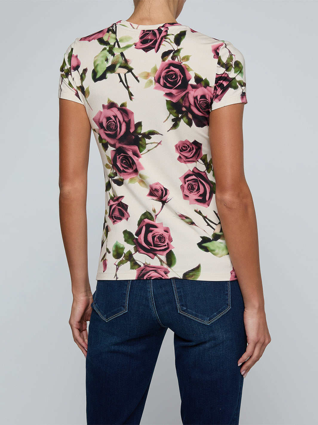 Ressi Fitted Tee in Ecru/Mauve Romantic Rose