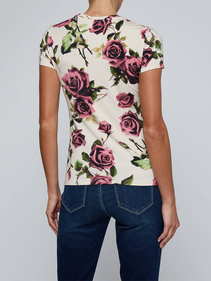 Ressi Fitted Tee in Ecru/Mauve Romantic Rose