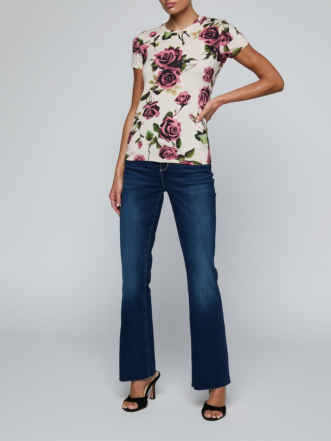 Ressi Fitted Tee in Ecru/Mauve Romantic Rose