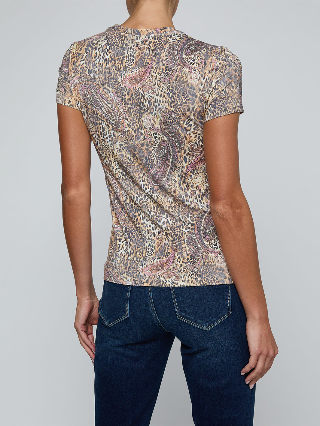 Ressi Fitted Tee in Tan/Mauve Valencia Leopard