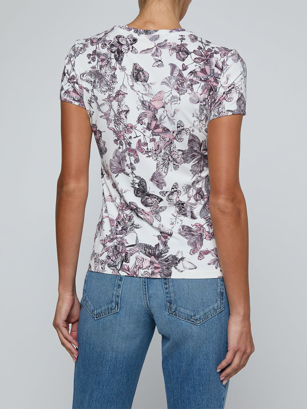 Ressi Fitted Tee in Vintage White w/Butterflies