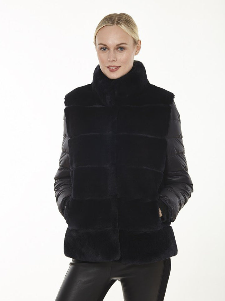 Rex Down Sleeve Coat in Black