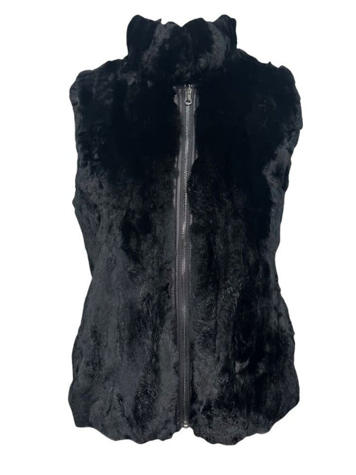 Rex Reverse Zip Vest in Black