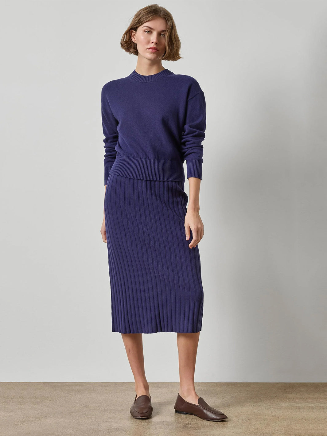 Rib Sweater Skirt in Neptune