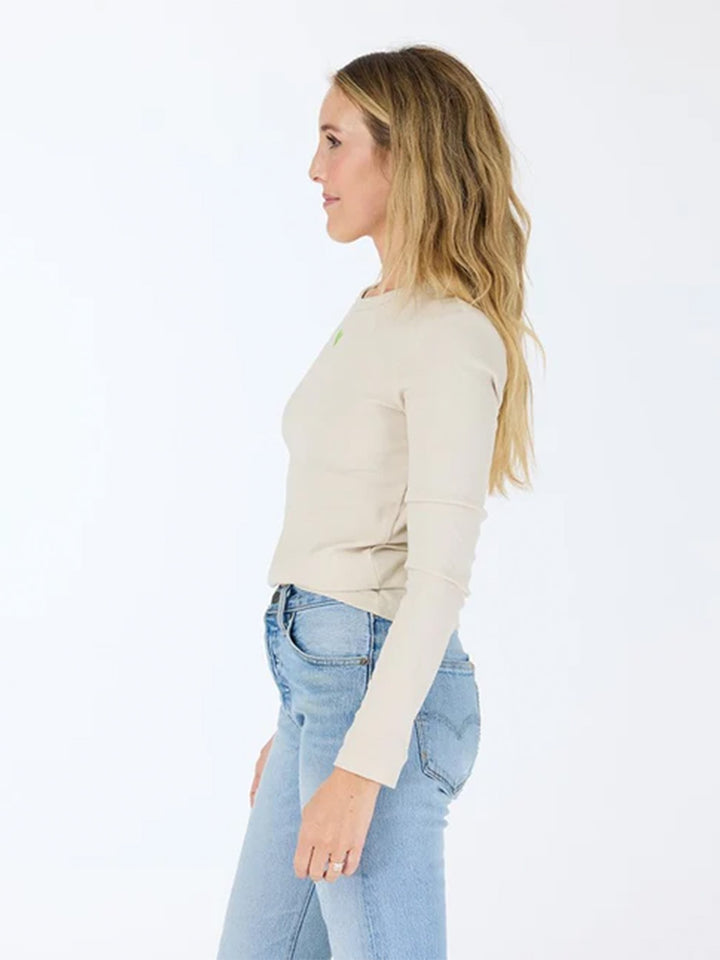 Ribbed Long Sleeve Top in Light Mushroom