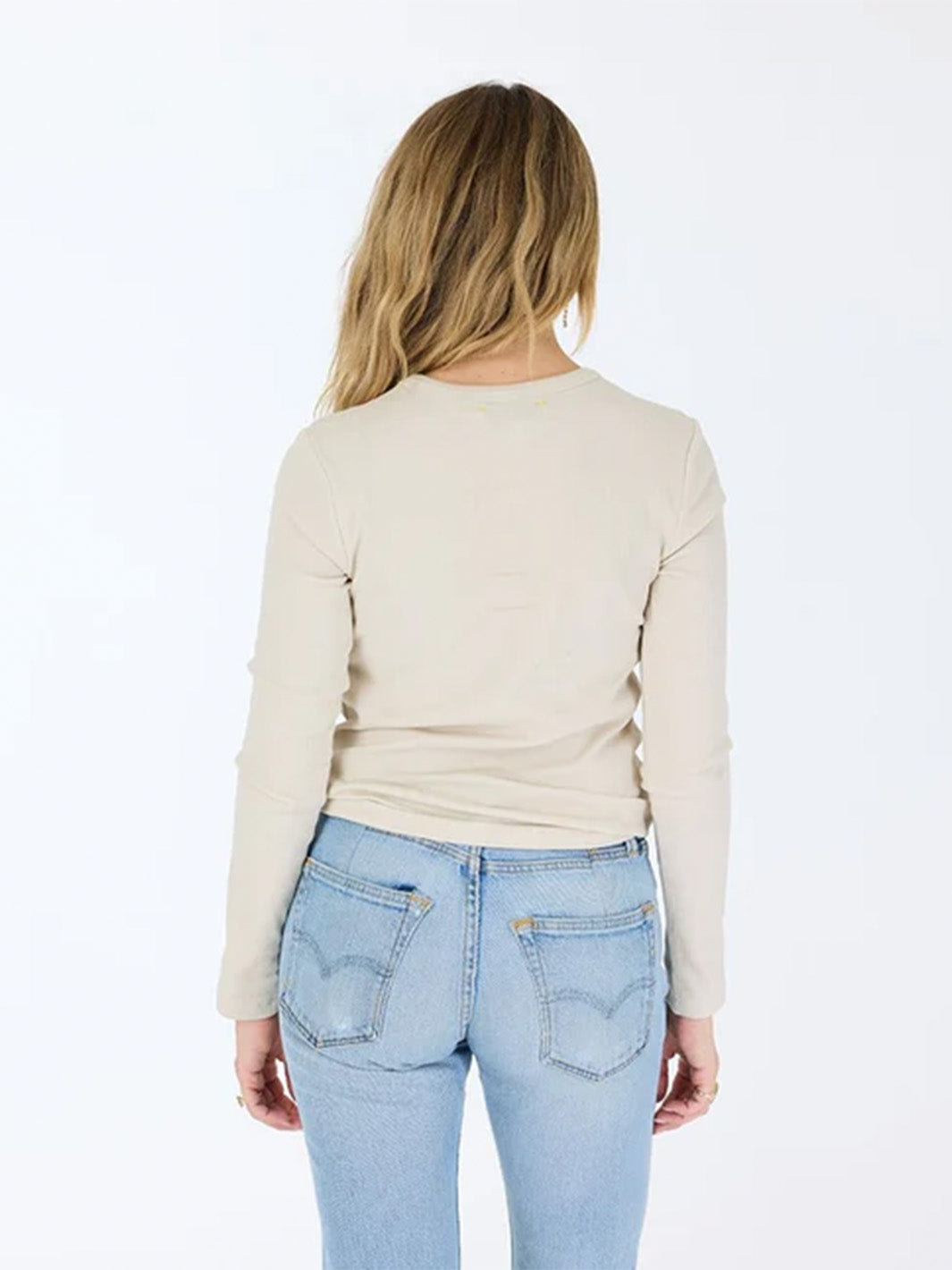 Ribbed Long Sleeve Top in Light Mushroom