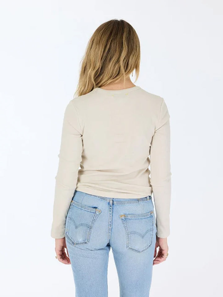 Ribbed Long Sleeve Top in Light Mushroom