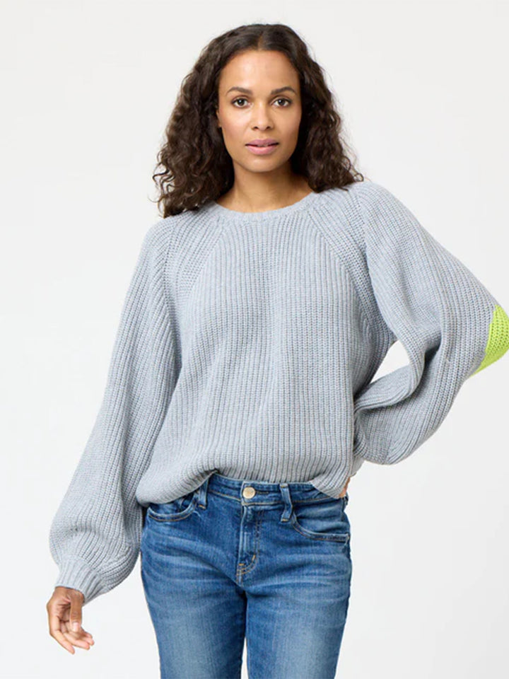 Ricki Imperfect Heart Elbow Sweater in Dark Heather Gray