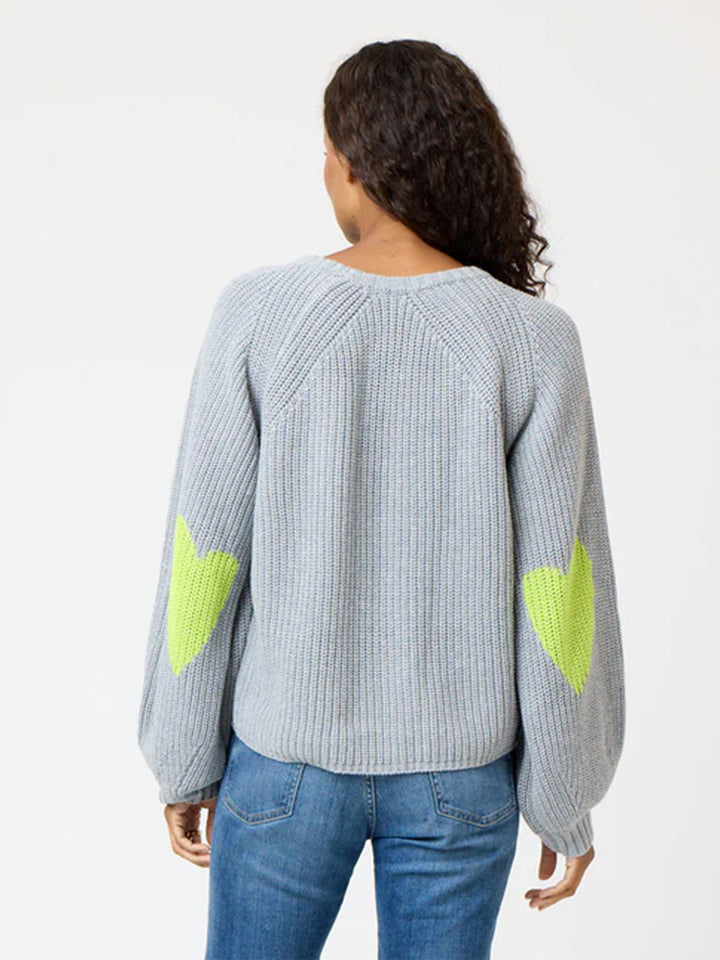 Ricki Imperfect Heart Elbow Sweater in Dark Heather Gray