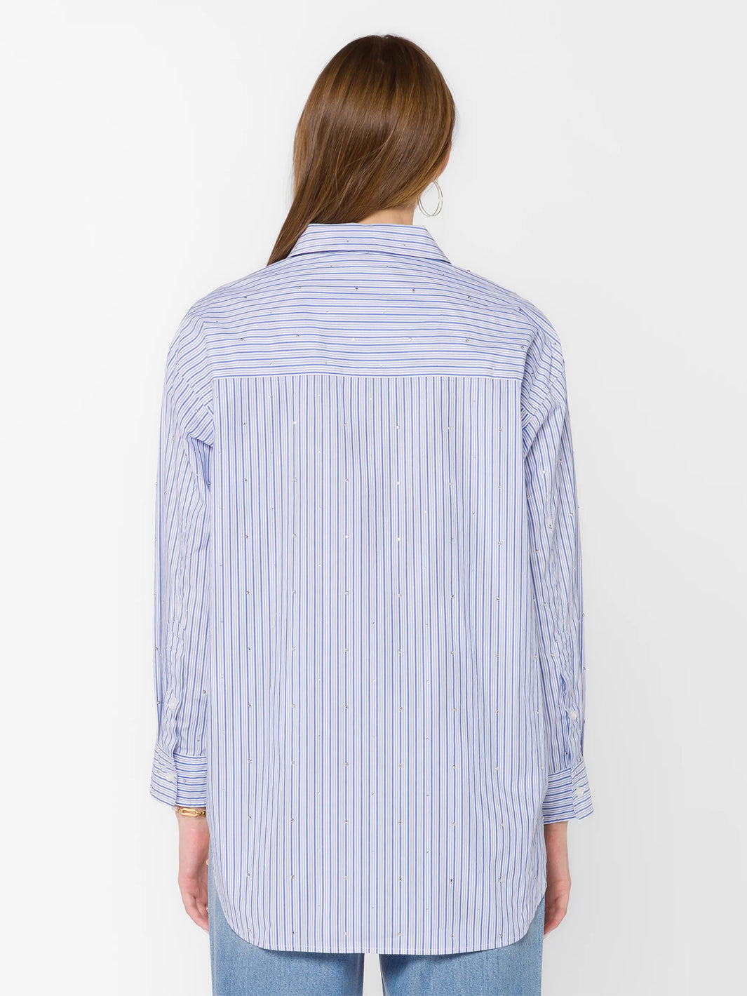 Ricky Shirt in Baseball Blue Stripe/Rhinestones