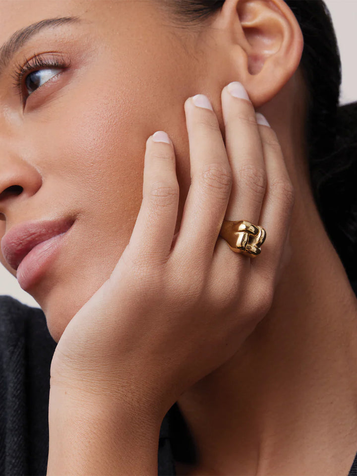 Waterproof Square Ring in Gold