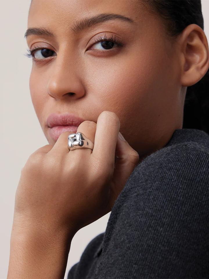Waterproof Square Ring in Silver