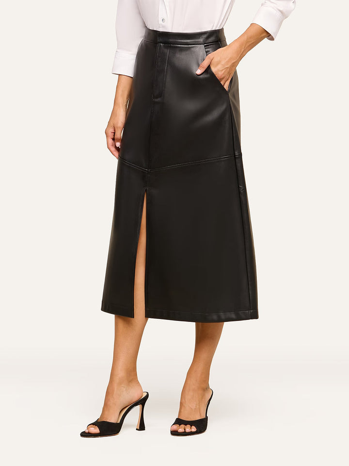 Robyn Vegan Leather Skirt in Black