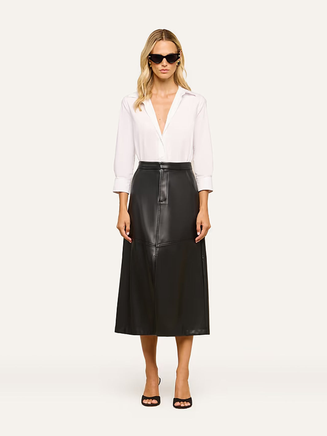 Robyn Vegan Leather Skirt in Black
