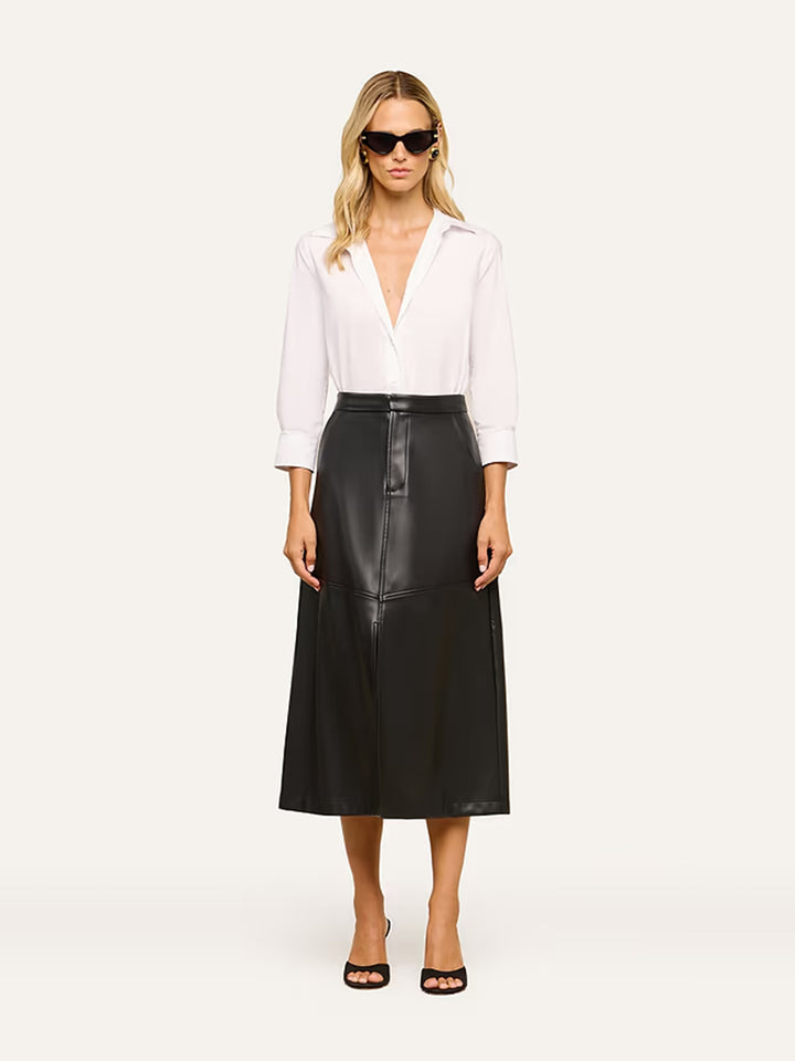 Robyn Vegan Leather Skirt in Black
