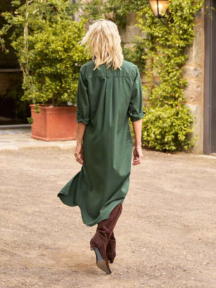 Rory Maxi Shirtdress in Vintage Green