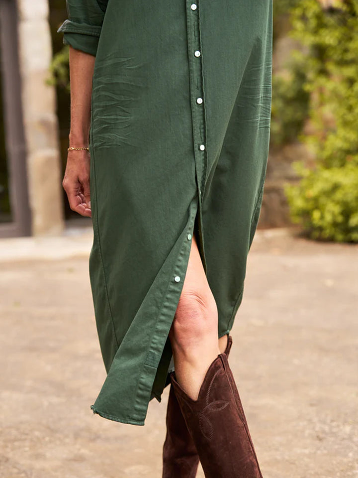 Rory Maxi Shirtdress in Vintage Green