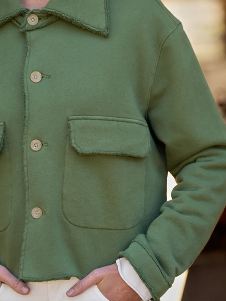 Rowan Cropped Sweatshirt Utility Jacket in Nori