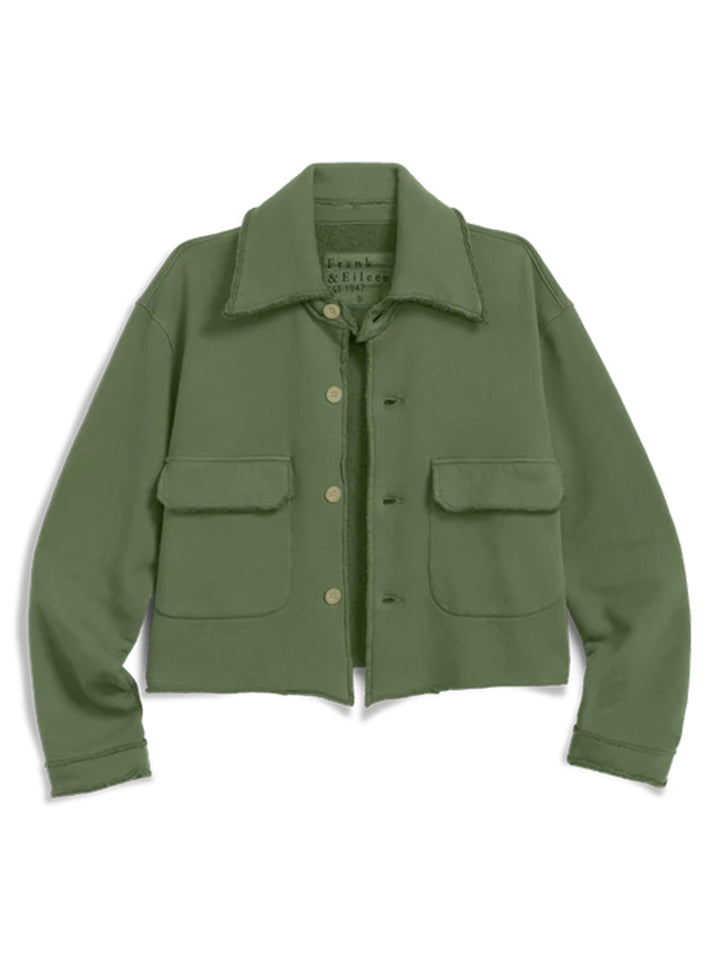 Rowan Cropped Sweatshirt Utility Jacket in Nori