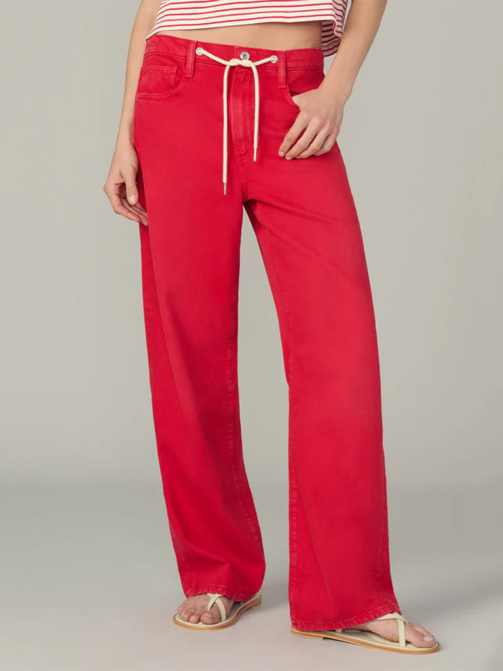 The Ryan Draw Cord Jean in Cherry Red
