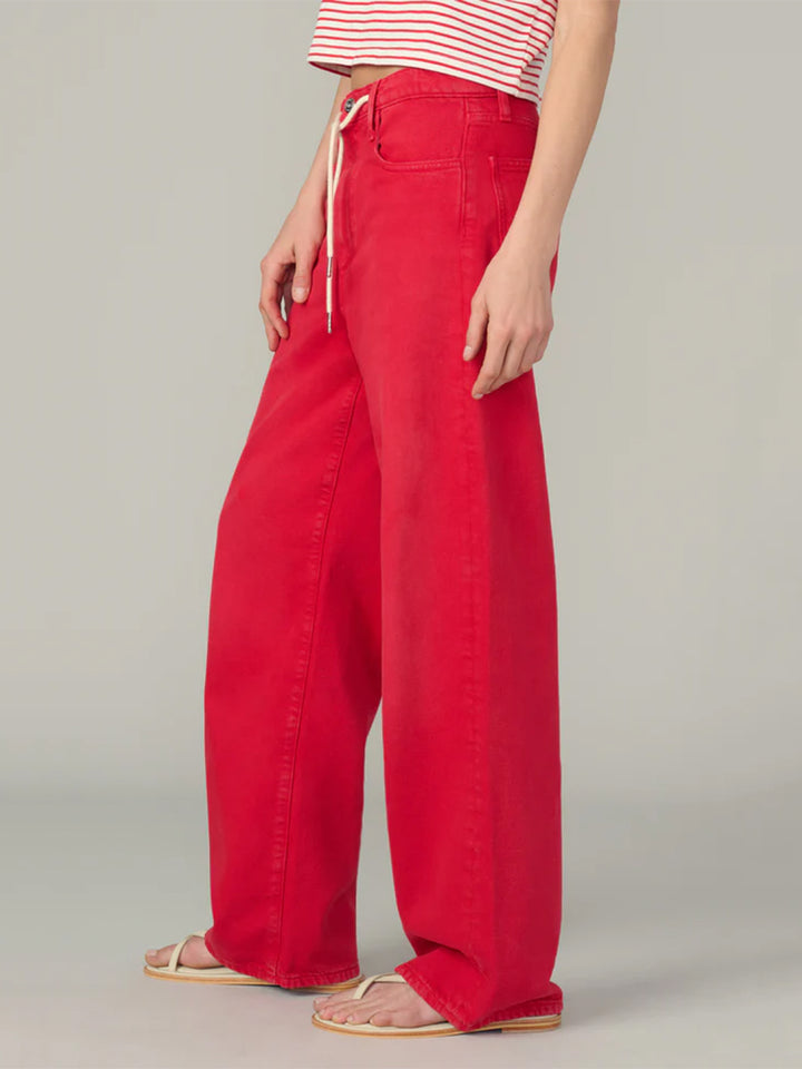 The Ryan Draw Cord Jean in Cherry Red