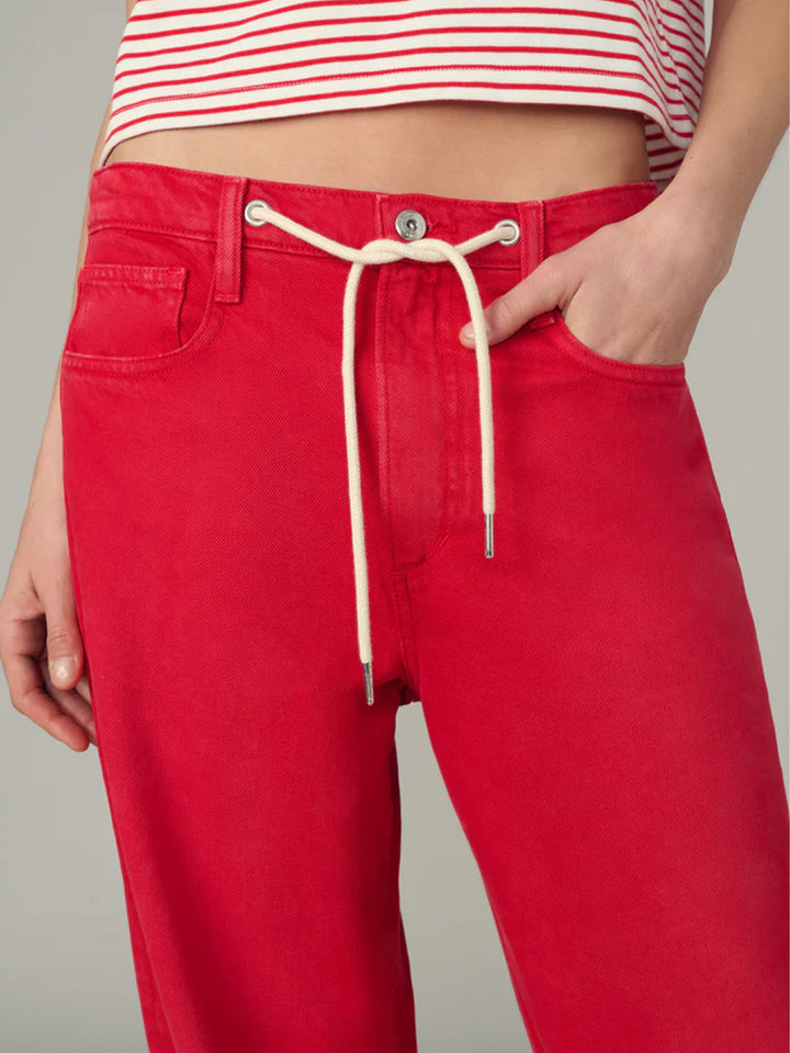 The Ryan Draw Cord Jean in Cherry Red
