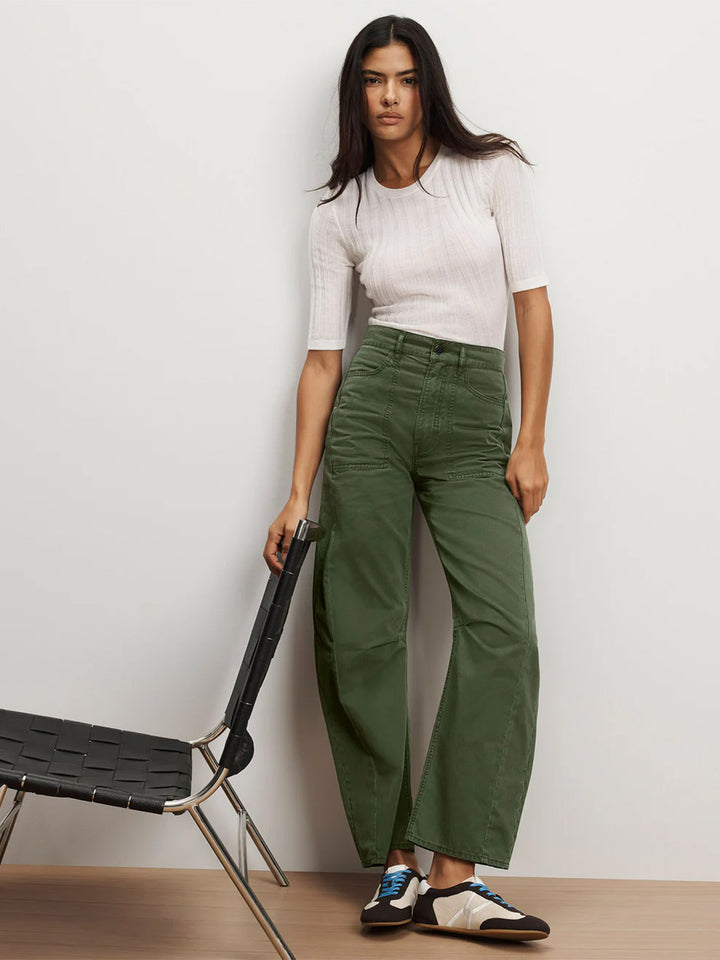 Sloan Barrel Pant in Dark Hunter Green
