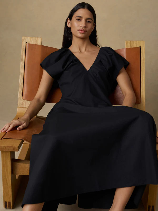 Coastal Poplin Bondhi Dress in Black
