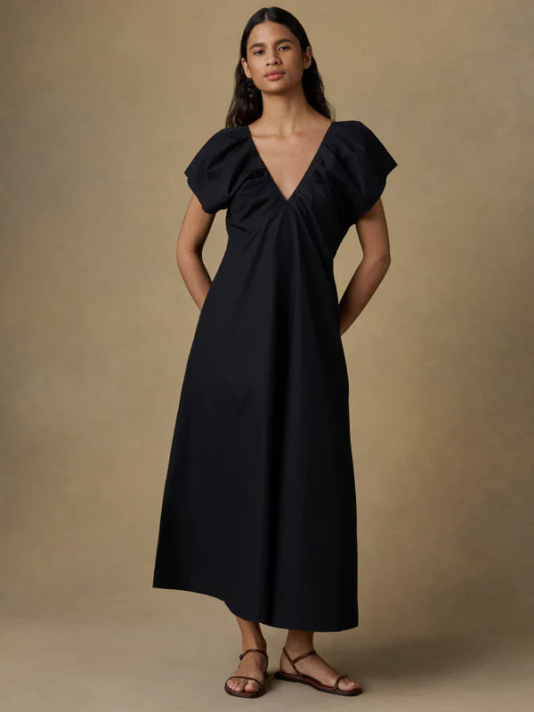 Coastal Poplin Bondhi Dress in Black