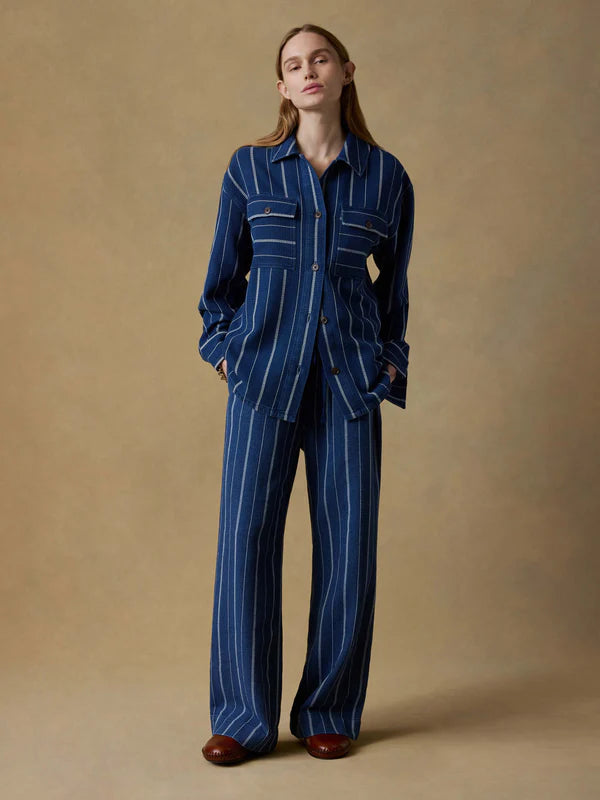 Island Tide Shirt Jacket in Indigo Drift Stripe