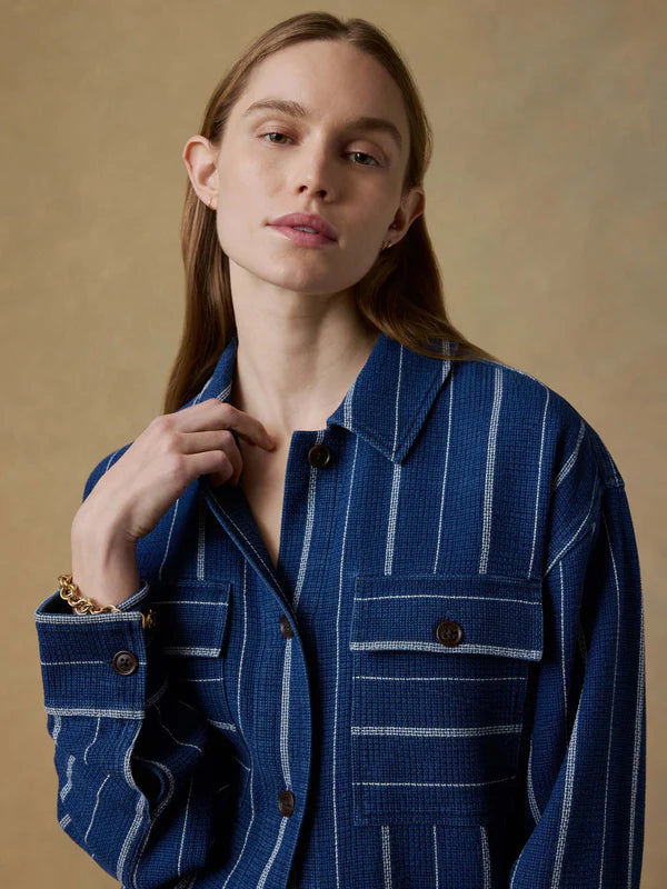 Island Tide Shirt Jacket in Indigo Drift Stripe