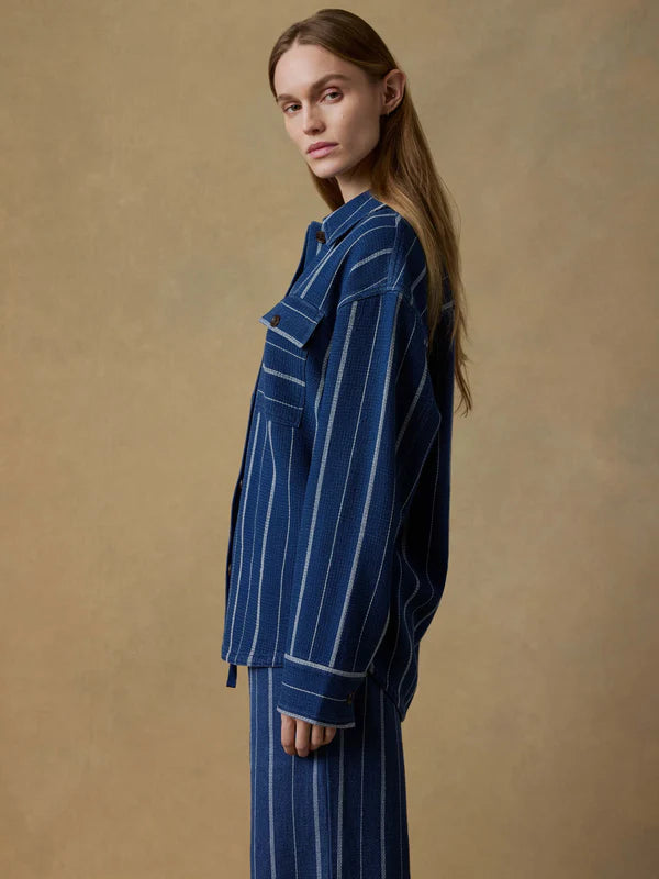 Island Tide Shirt Jacket in Indigo Drift Stripe