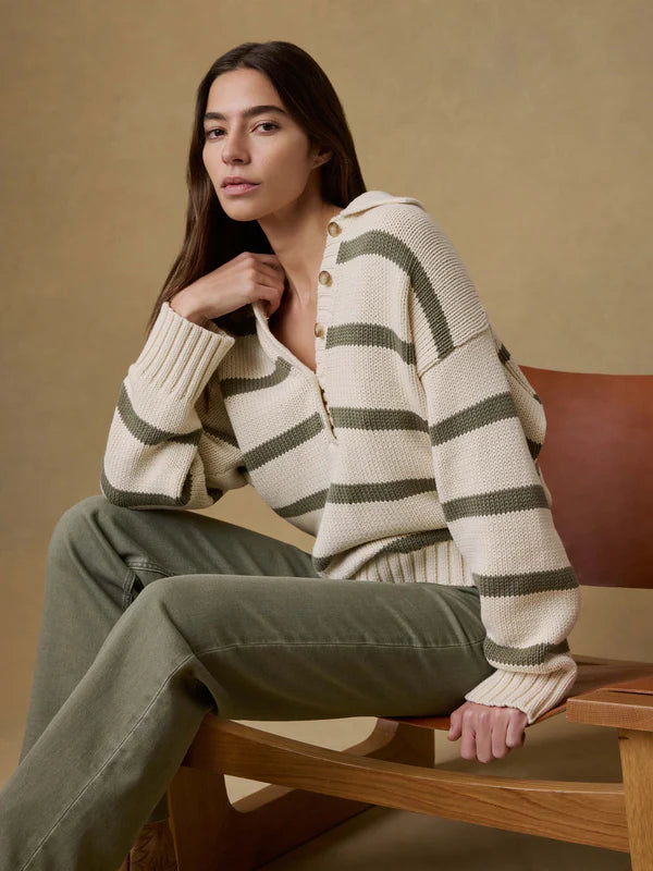 Sunwashed Cotton Polo in Antique Stripe