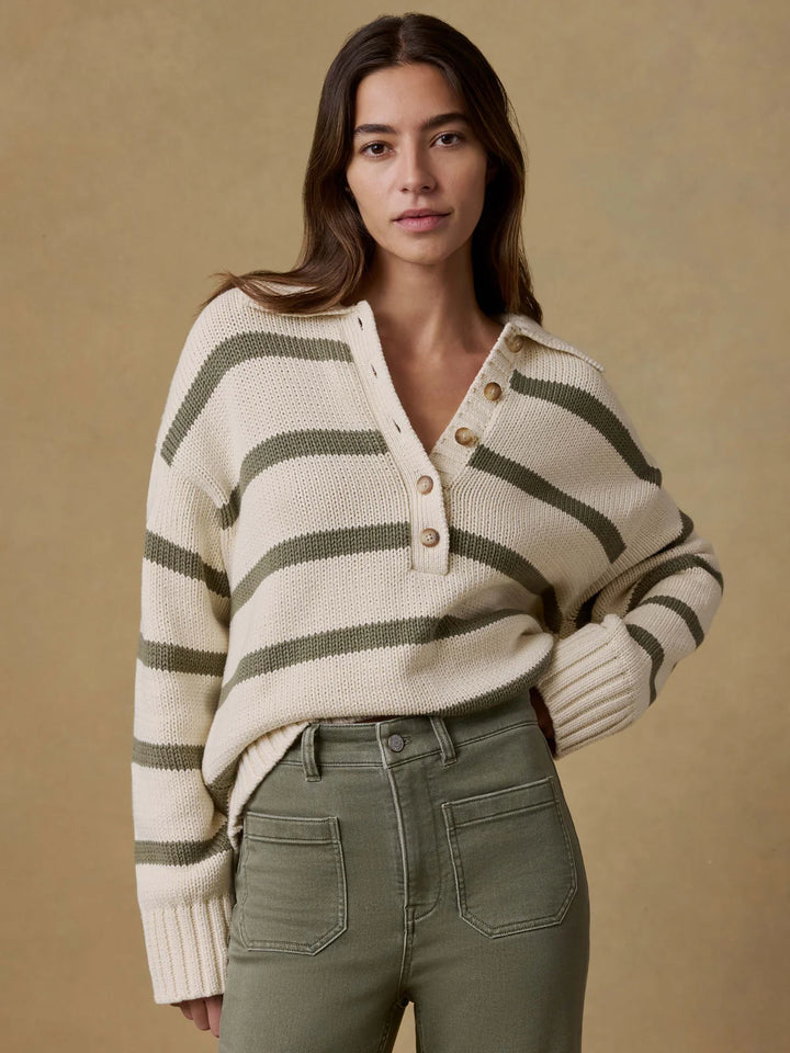 Sunwashed Cotton Polo in Antique Stripe