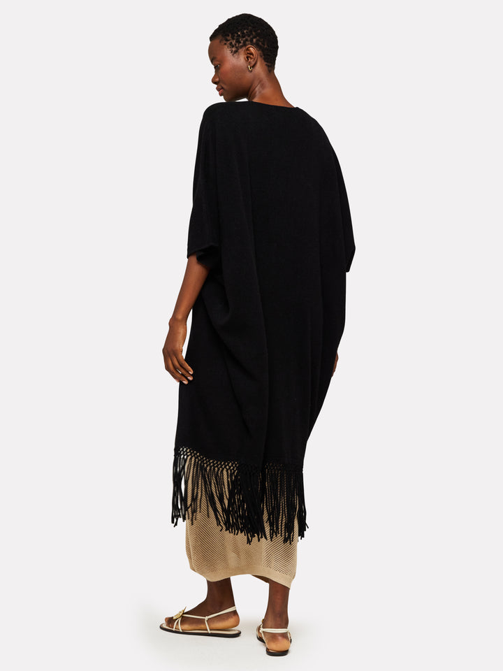 Macrame Trim Kimono in Black