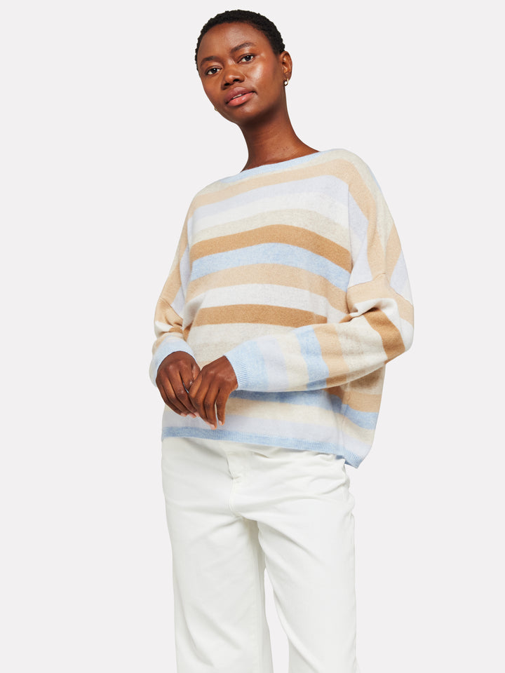 Doris Stripe Crew in Blue Natural