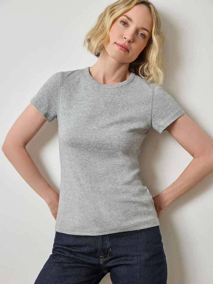 Short Sleeve Crew in Heather Grey