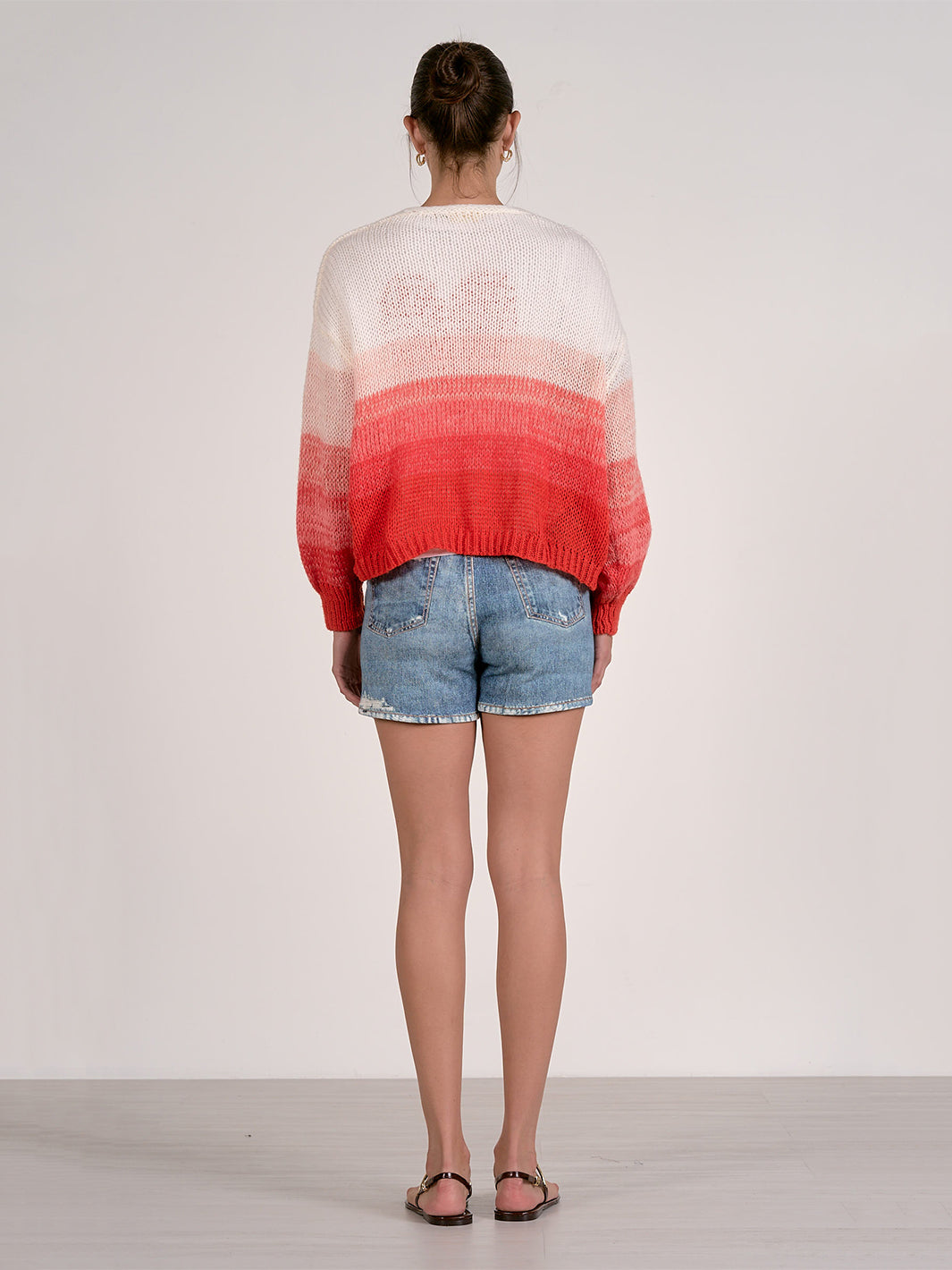 Loose Knit Cardigan in Red Ombre