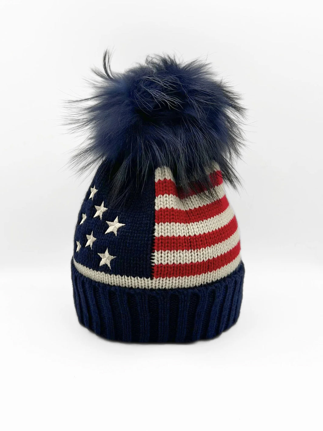 Angora Wool Stars &amp; Stripes Hat in Navy