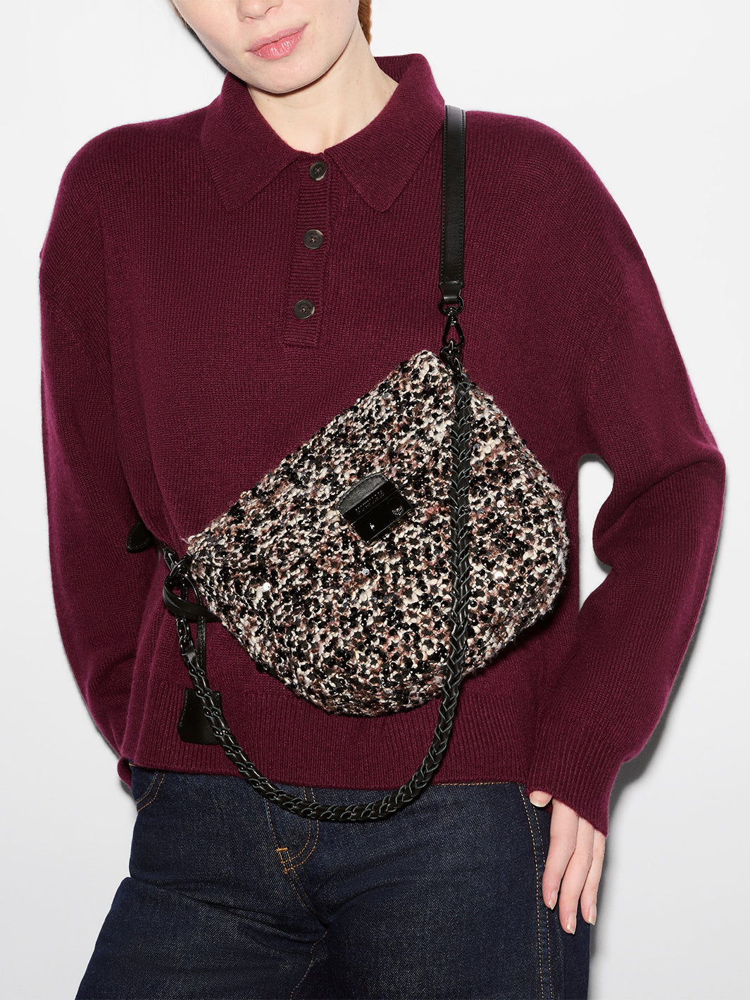 Crosby Lock Saddle in Sequin Winter Boucle