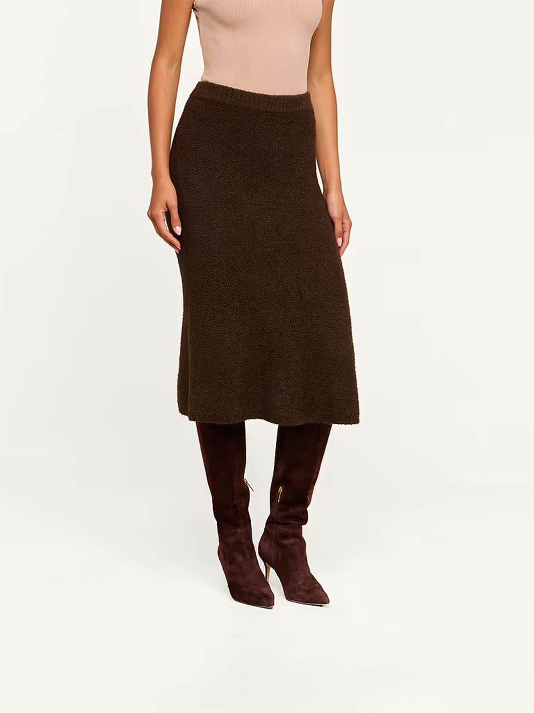 Salem Knit Skirt in Dark Brown